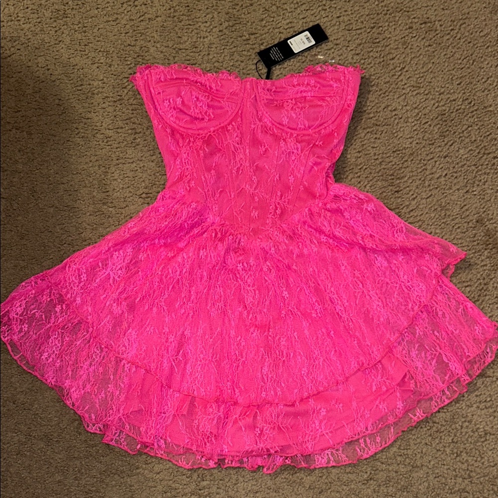 Vibrant Pink Lace Dress